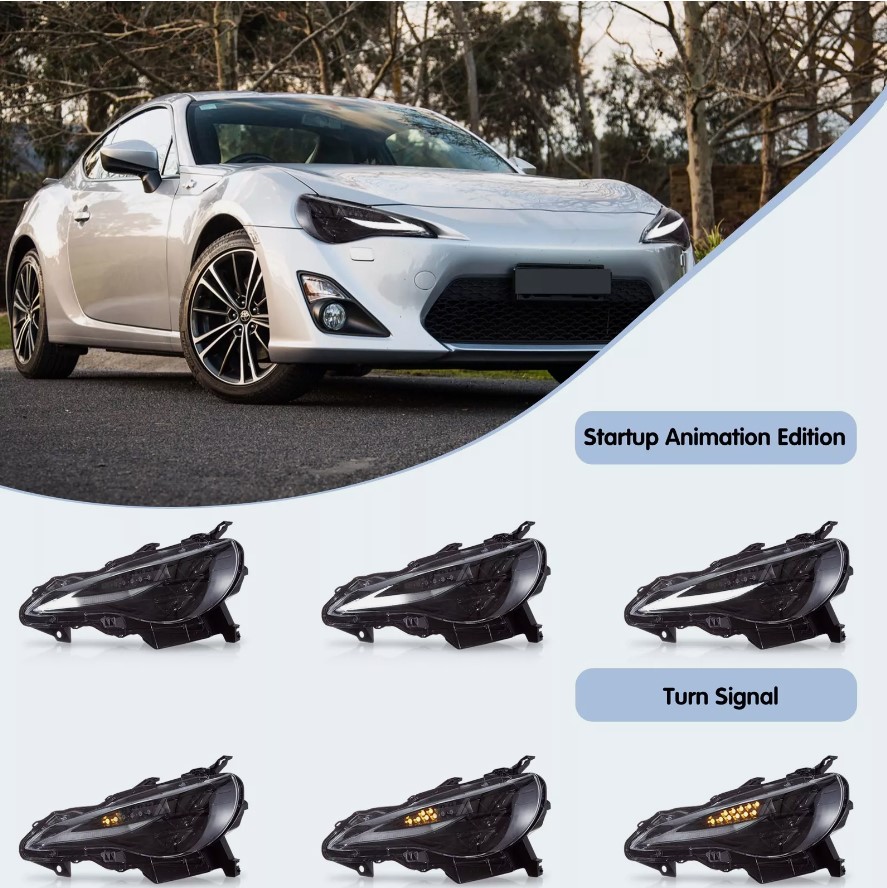 3d v2 triple led rgb projector headlights w/animation for 12 20 subaru brz toyota 86