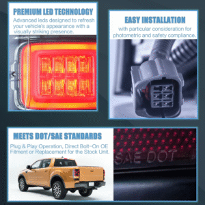 black 3d led tail lights dynamic blinker for 11 20 ford ranger mk1 mk2 wildtrak taillights