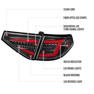 spec d jet black3d led tail light dynamic signal for 08 13 subaru impreza g3 wrx rs sti hatchback taillights