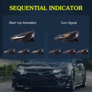 3d v2 triple led projector headlights w/animation for 12 20 subaru brz toyota 86