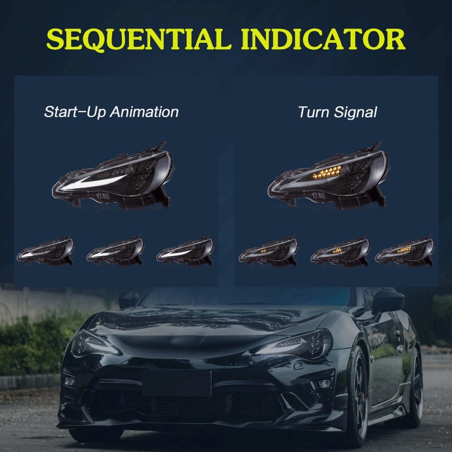 3d v2 triple led projector headlights w/animation for 12 20 subaru brz toyota 86