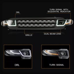 drl led projector headlights w/ black grille for 07 15 toyota fj cruiser