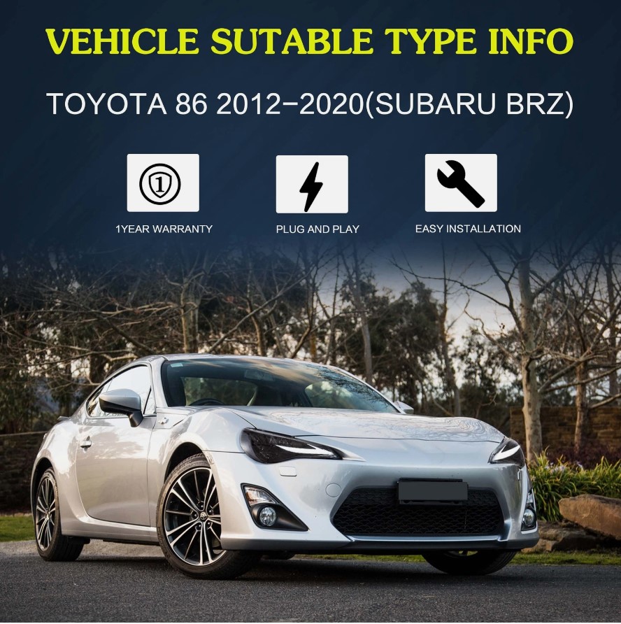 3d v2 triple led projector headlights w/animation for 12 20 subaru brz toyota 86