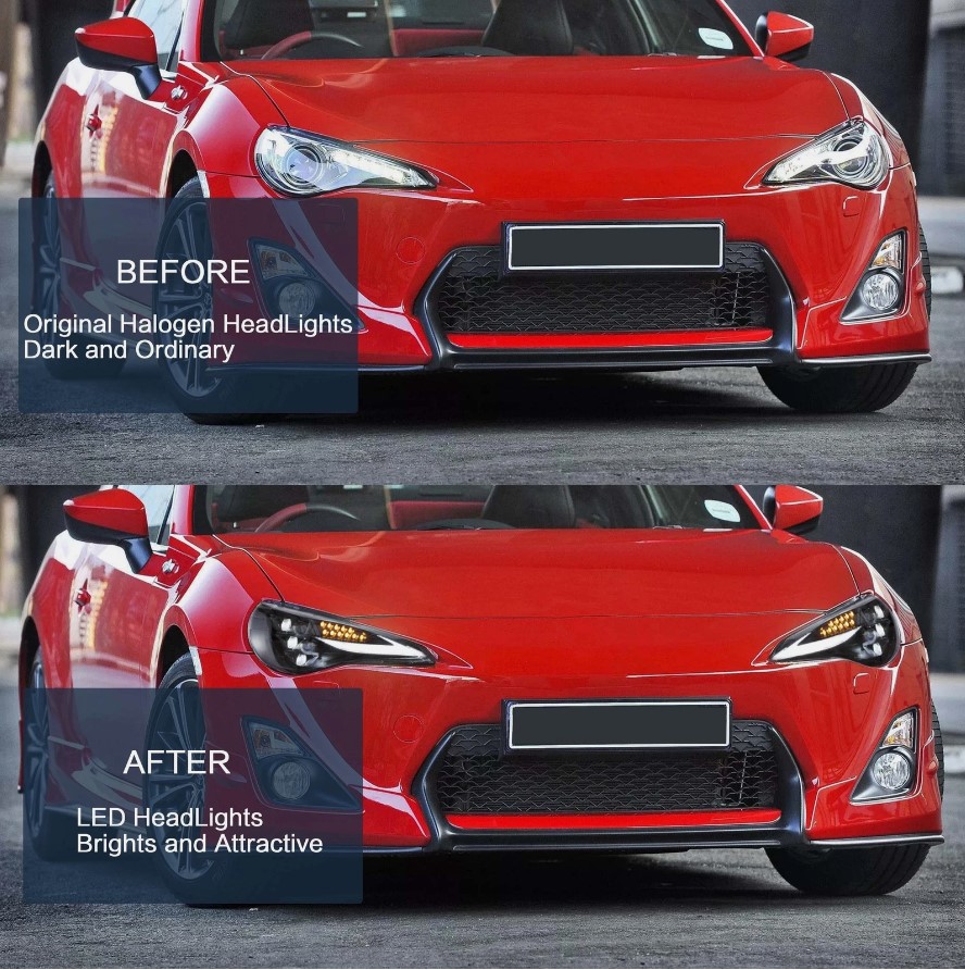 3d v2 triple led projector headlights w/animation for 12 20 subaru brz toyota 86