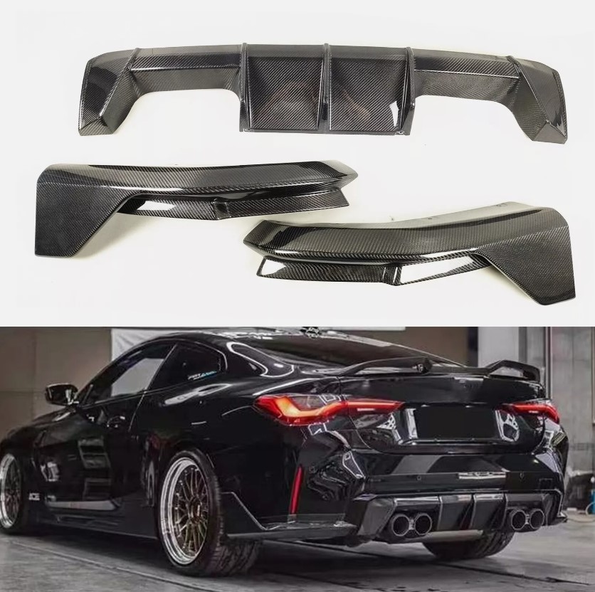 m performance style carbon diffuser rear splitter 3pcs for 2021 2024 bmw m3 m4 g80 g82