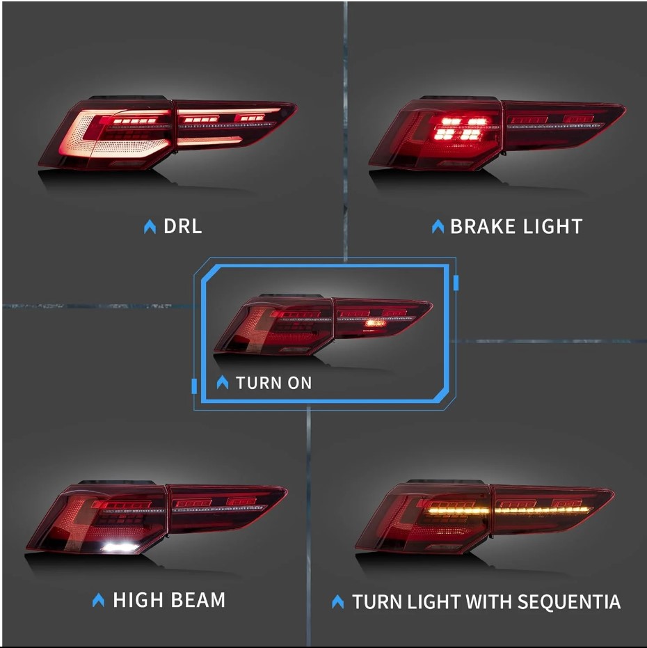 mk8 r style red led dynamic tail lights for 2021 2024 vw golf 8 viii taillights