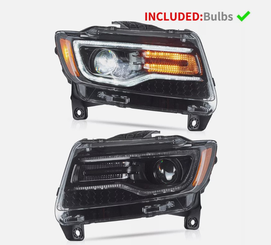 led drl projector headlights for 11 13 jeep grand cherokee (wk2) w/ startup animation blue drl