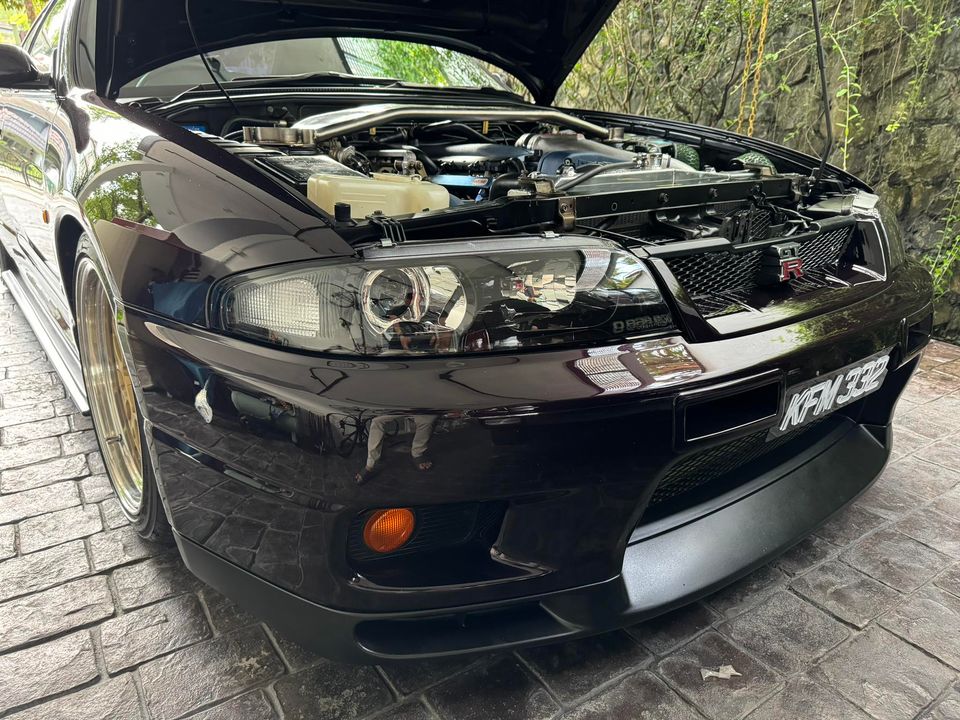 jdm black oe projector headlights for nissan skyline r33 gtr gts25 gts series 1&3 head lights