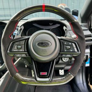 carbon cf alcantara steering wheel red line+ stitching for 2022+ subaru wrx vb vn
