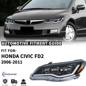 tri led projector led dynamic headlights for 06 12 honda civic fd2 head lights