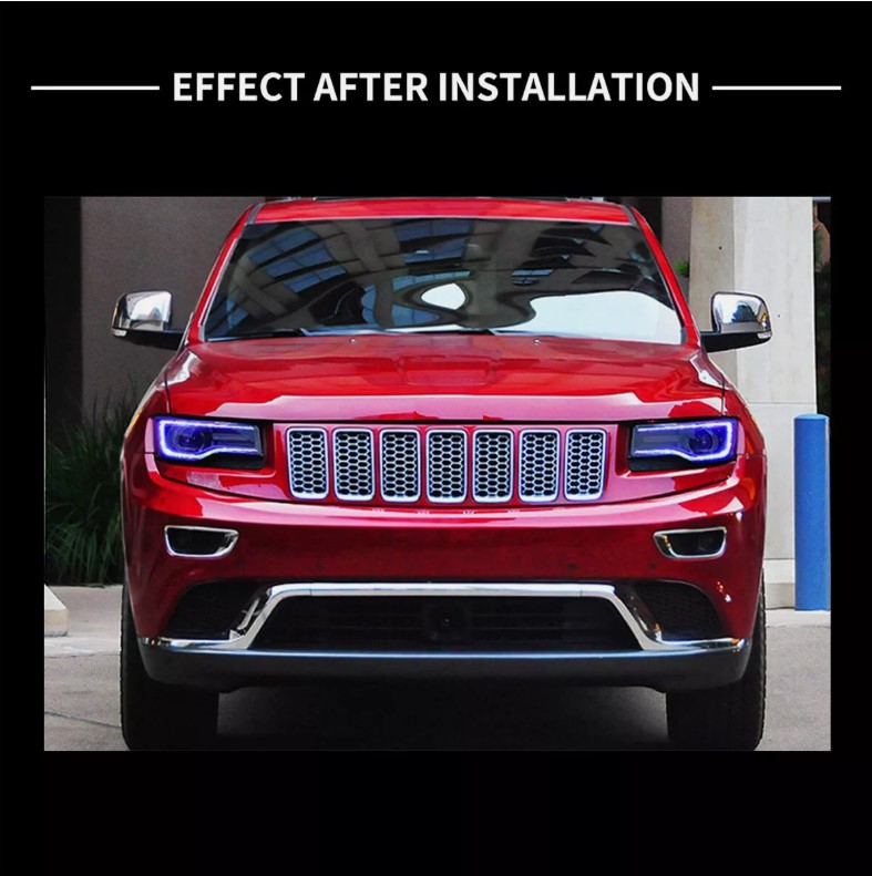led drl projector headlights for 11 13 jeep grand cherokee (wk2) w/ startup animation blue drl