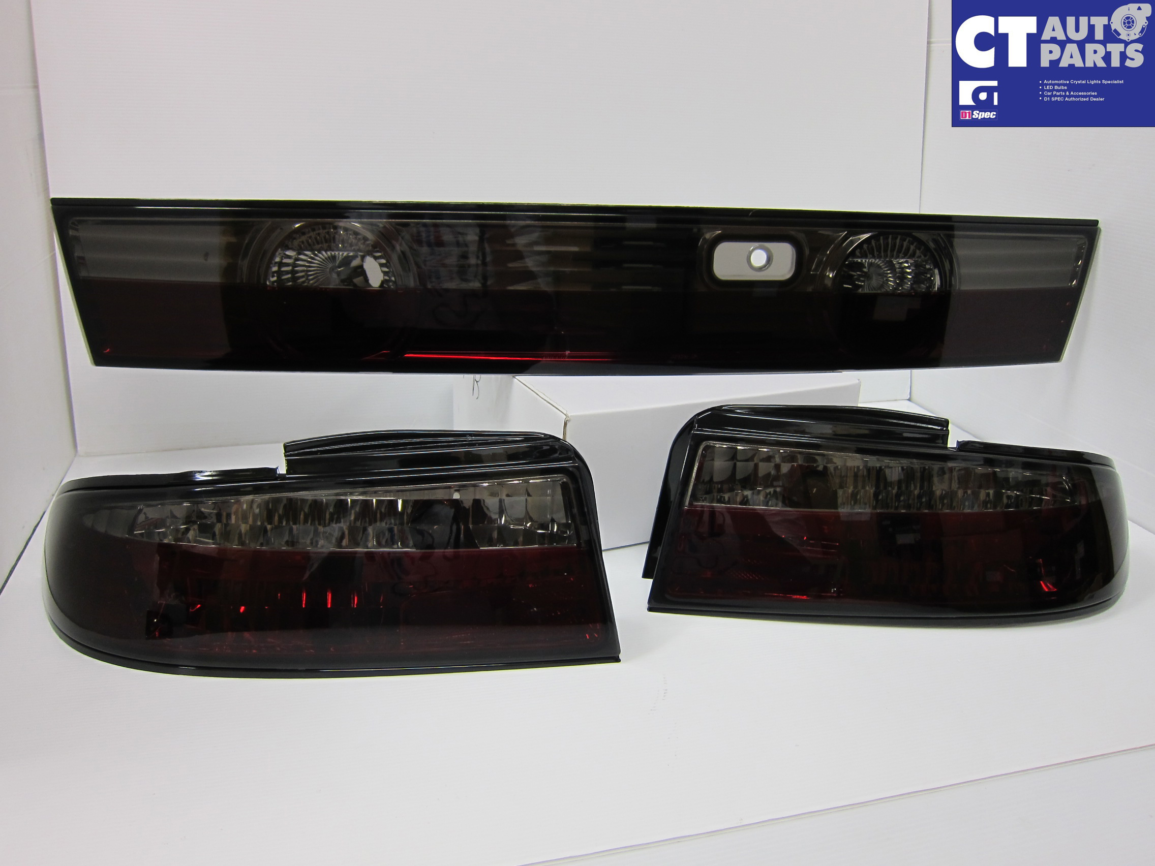 jdm smoke red taillights & garnish for 93 98 nissan silvia s14 200sx tail lights