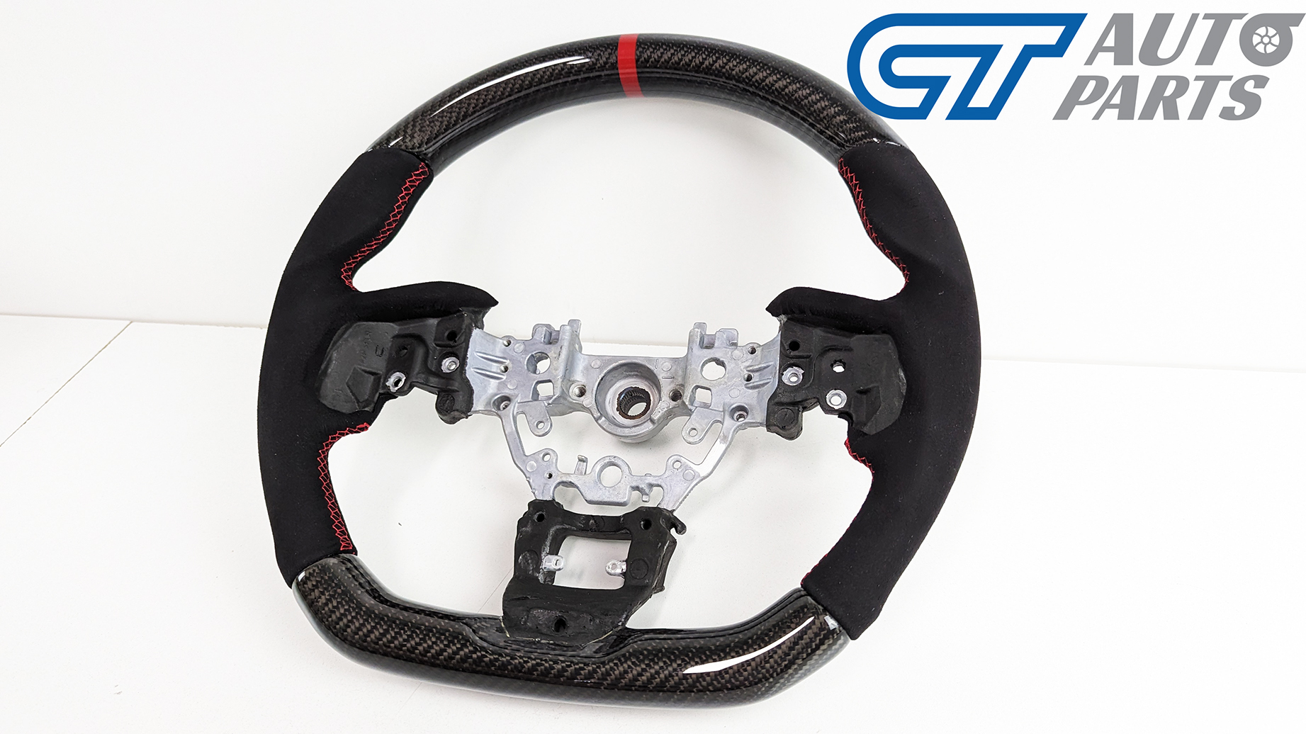 carbon cf alcantara steering wheel red line+ stitching for 2022+ subaru wrx vb vn