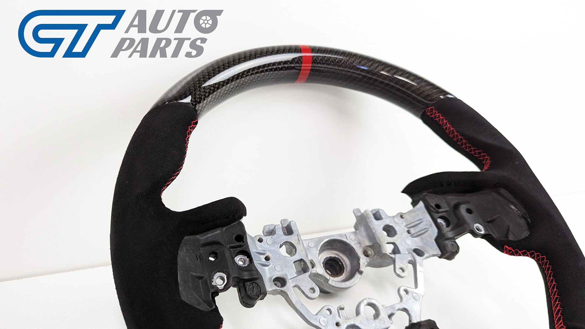 carbon cf alcantara steering wheel red line+ stitching for 2022+ subaru wrx vb vn