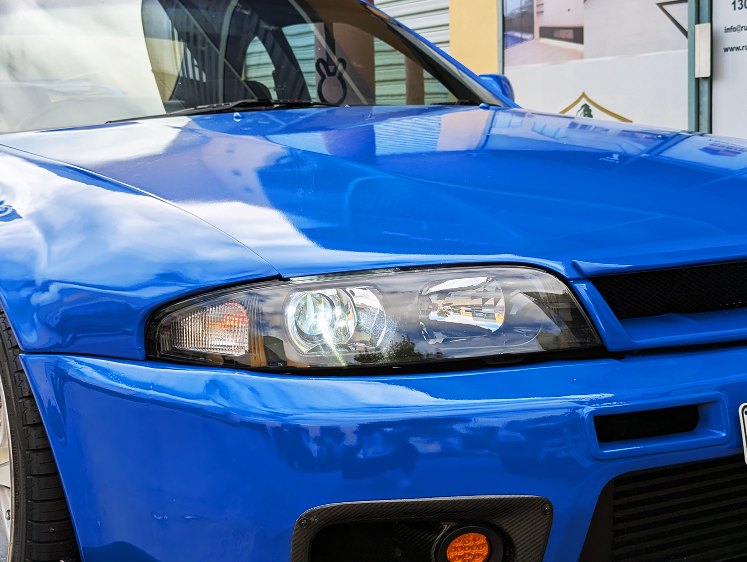 jdm black oe projector headlights for nissan skyline r33 gtr gts25 gts series 1&3 head lights