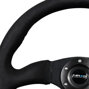 nrg innovations dish series steering wheel – 350mm deep dish suede/matte black spokes