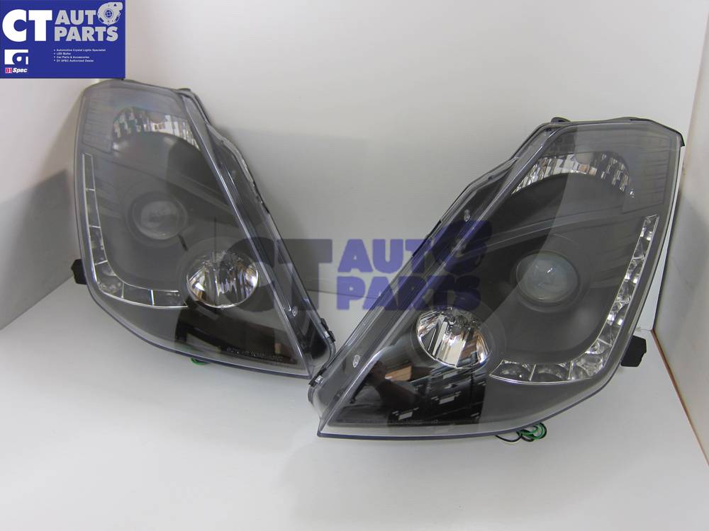 drl led black projector headlights for 03 05 nissan 350z z33 fairlady hid type