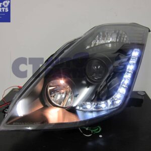 drl led black projector headlights for 03 05 nissan 350z z33 fairlady hid type