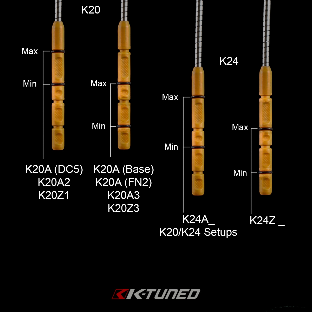 k tuned billet dipstick – honda k20 (raw)
