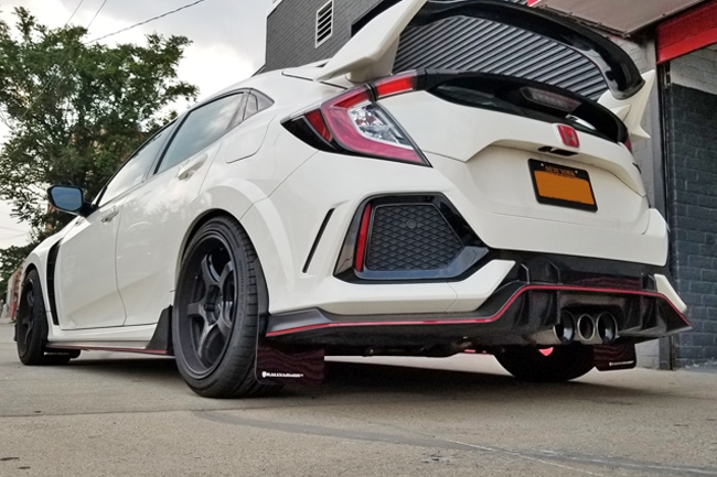 rally armor mud flaps – honda civic type r fk8 (white/black)