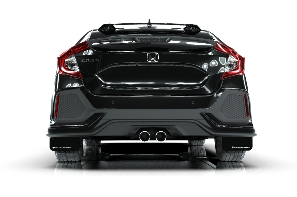rally armor mud flaps – honda civic hatch fk4 fk7 (black/white)