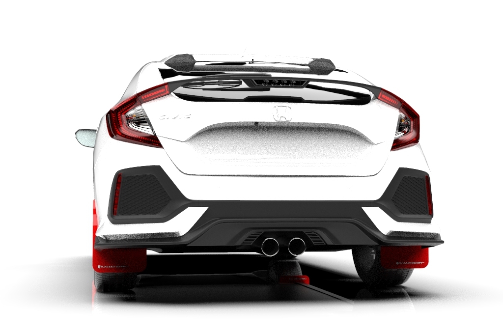 rally armor mud flaps – honda civic hatch fk4 fk7 (red/white)