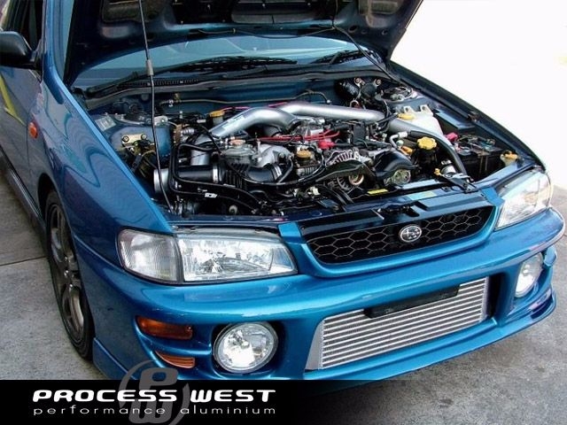 process west front mount intercooler kit – subaru 1997 2000 gc8 wrx/sti (silver)
