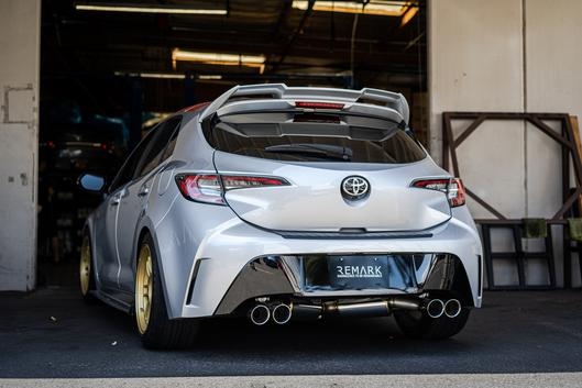 remark cat back exhaust – toyota corolla hatch e210 (quad exit, burnt tips)