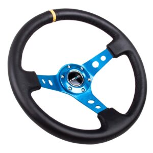 nrg innovations dish series steering wheel – 350mm deep dish/blue spokes