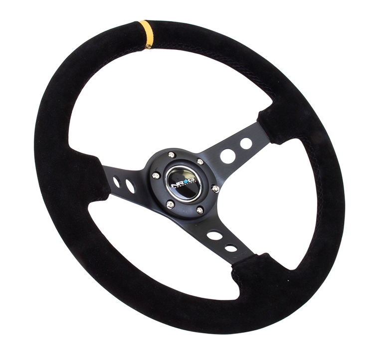 nrg innovations dish series steering wheel – 350mm deep dish/black spokes