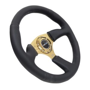 nrg innovations dish series steering wheel – 350mm deep dish/gold chrome spokes