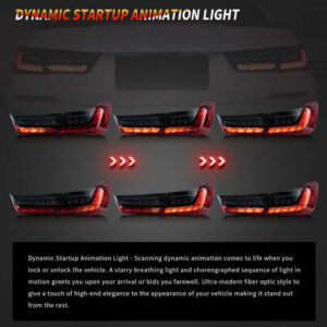 vland gts clear red led taillights w/animation for 19 24 bmw 3 series g20 g80 m3 330i 340i
