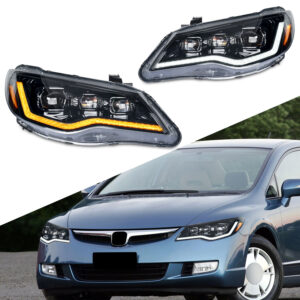 tri led projector led dynamic headlights for 06 12 honda civic fd2 head lights