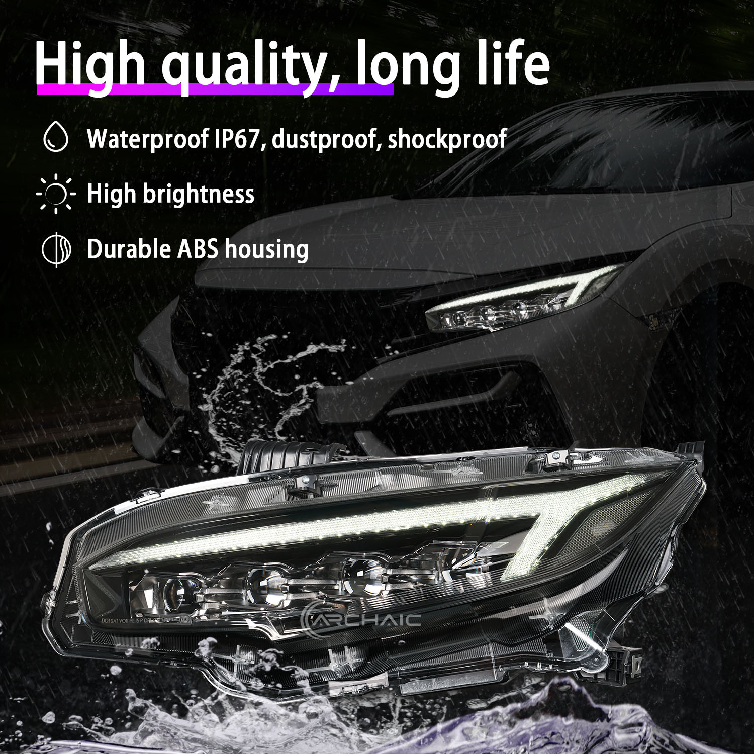 tri led projector led dynamic headlights for 16 21 honda civic fk7 fk8 fc1 head lights