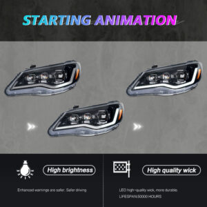 tri led projector led dynamic headlights for 06 12 honda civic fd2 head lights